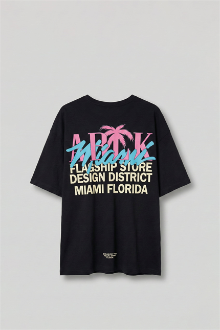 Erkek Baskılı Oversize T-Shirt Siyah