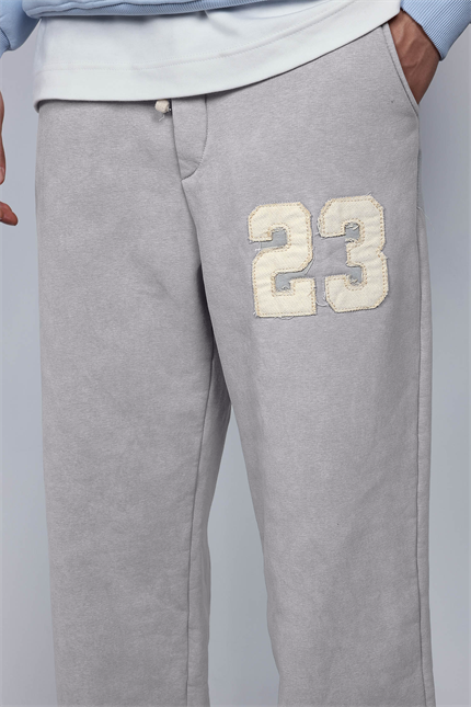 Erkek Baskılı Yıkamalı Baggy Fit Eşofman Gri