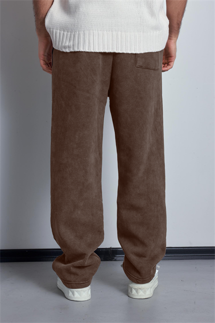 Erkek Baskılı Yıkamalı Baggy Fit Eşofman Kahverengi