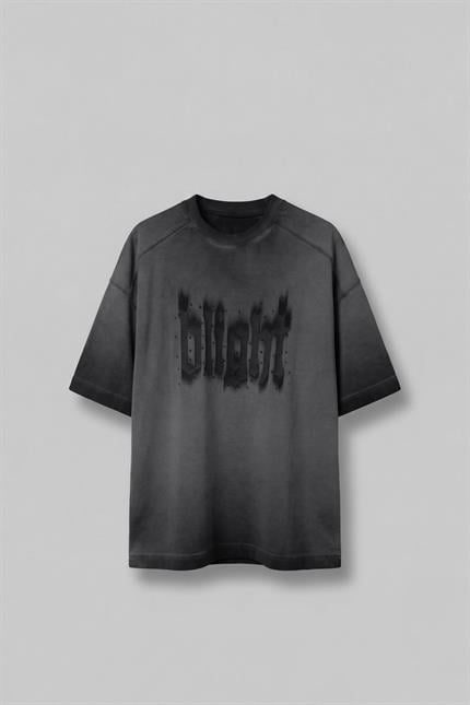 Erkek Baskılı Yıkamalı Oversize T-Shirt Siyah