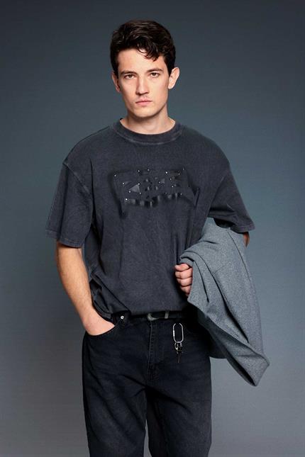 Erkek Baskılı Yıkamalı Premium Oversize T-Shirt Siyah