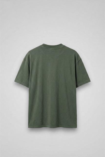 Erkek Baskılı Yıkamalı Premium Oversize T-Shirt Haki