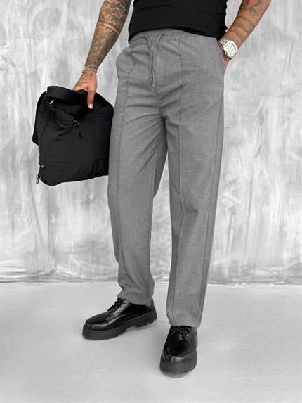 Erkek Beli Lastikli Baggy Pantolon Füme