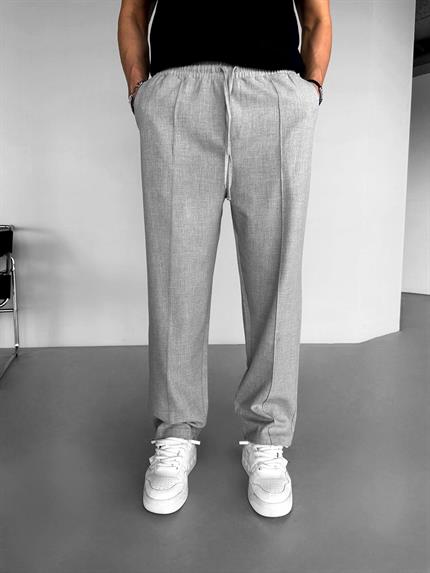 Erkek Beli Lastikli Baggy Pantolon Gri