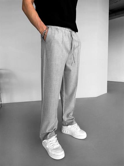 Erkek Beli Lastikli Baggy Pantolon Gri