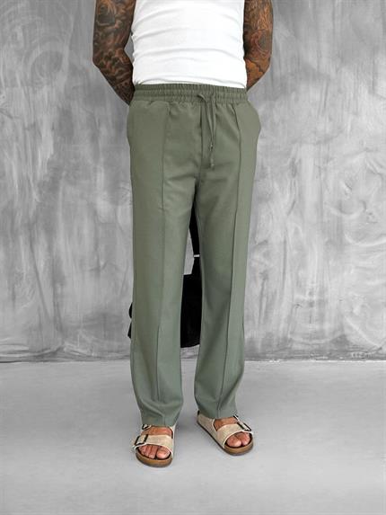 Erkek Beli Lastikli Baggy Pantolon Haki