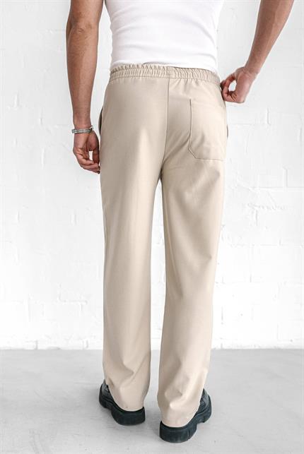 Erkek Beli Lastikli Baggy Pantolon Krem