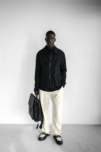 Erkek Beli Lastikli Desenli Baggy Pantolon Bej