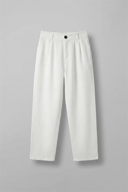 Erkek Beli Lastikli Desenli Baggy Pantolon Beyaz