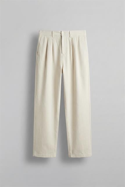 Erkek Beli Lastikli Desenli Baggy Pantolon Bej