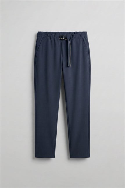 Erkek Beli Lastikli Tecno Kumaş Slim Fit Pantolon Lacivert