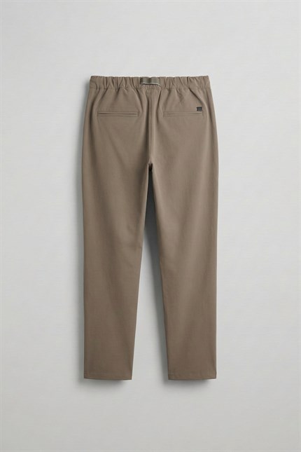 Erkek Beli Lastikli Tecno Kumaş Slim Fit Pantolon Vizon