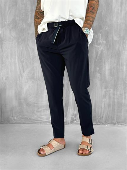 Erkek Beli Lastikli Tecno Kumaş Slim Fit Pantolon Lacivert