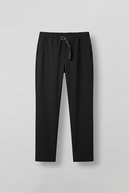 Erkek Beli Lastikli Tecno Kumaş Slim Fit Pantolon Siyah