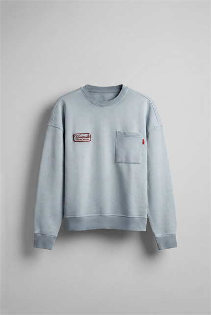 Erkek Bisiklet Yaka Cep Detaylı Sweatshirt Gri