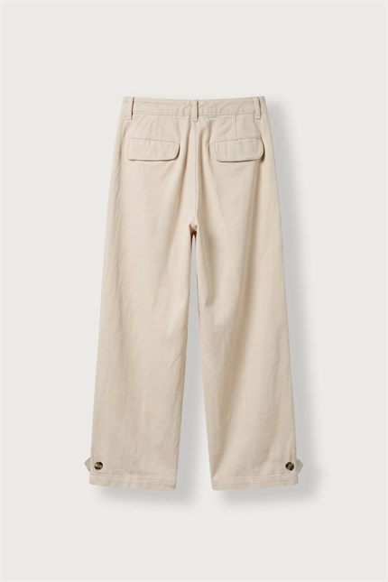 Erkek Bol Kalıp Premium Gabardin Pantolon Bej