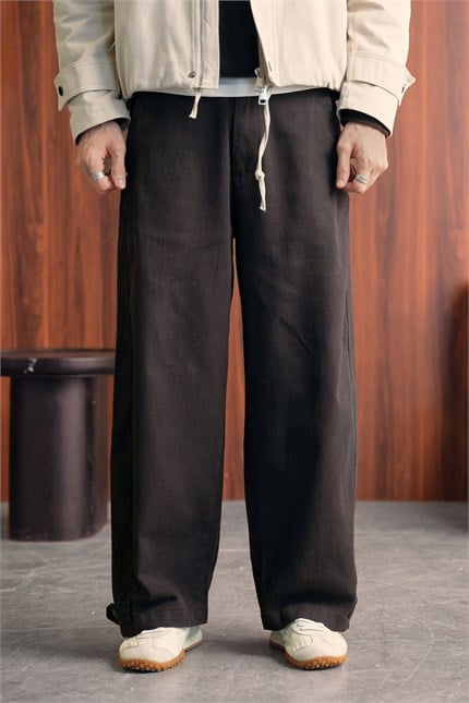 Erkek Bol Kalıp Premium Gabardin Pantolon Kahverengi