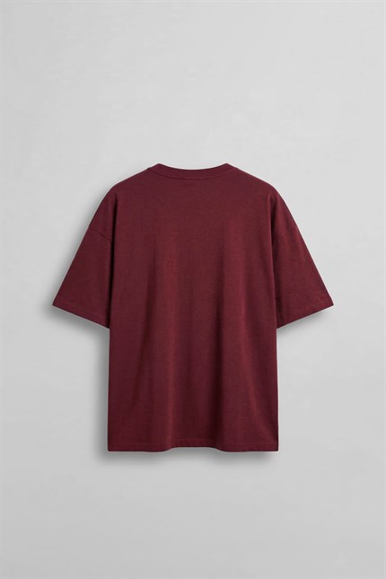 Erkek Boxy Fit Basic %100 Pamuklu T-Shirt Kırmızı