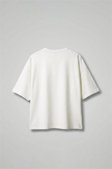 Erkek Boxy Fit Bisiklet Yaka Yazı Baskılı T-Shirt Ekru