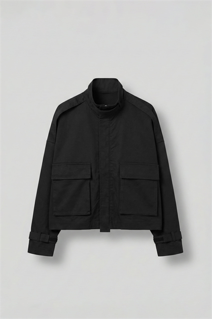 Erkek Boxy Fit Cep Detaylı Premium Ceket Siyah