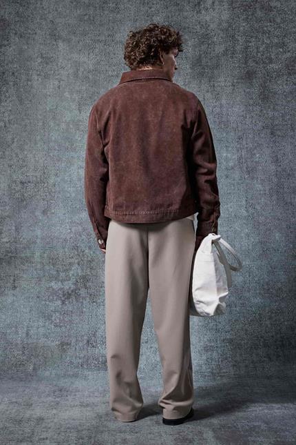 Erkek Boxy Fit Düğmeli Cepli Ceket Kahverengi