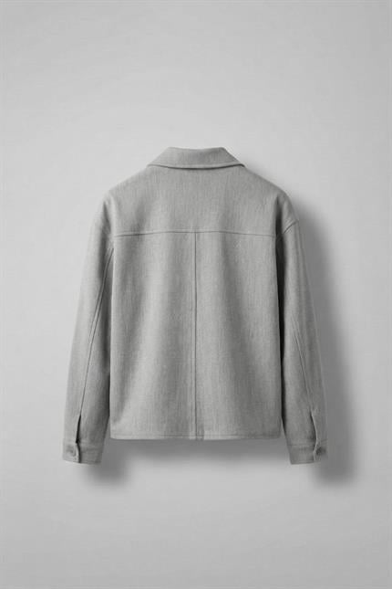 Erkek Boxy Fit Önü Cepli İnce Ceket Gri Melanj