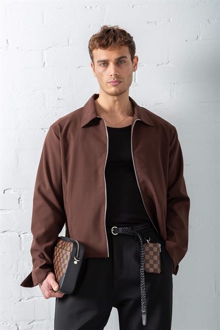 Erkek Boxy Fit Rahat Ceket Kahverengi