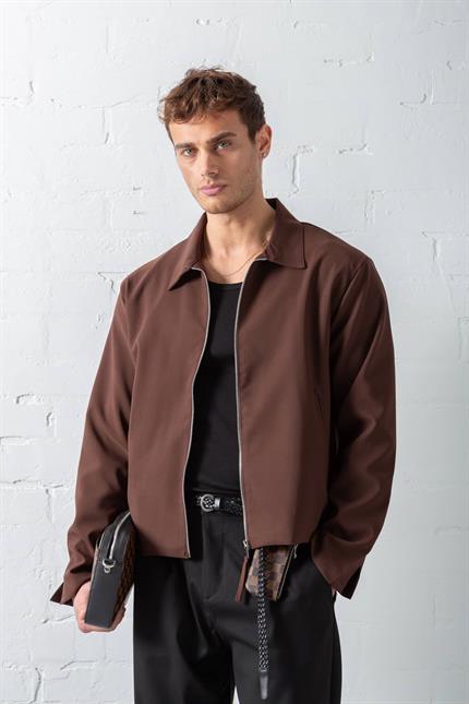 Erkek Boxy Fit Rahat Ceket Kahverengi