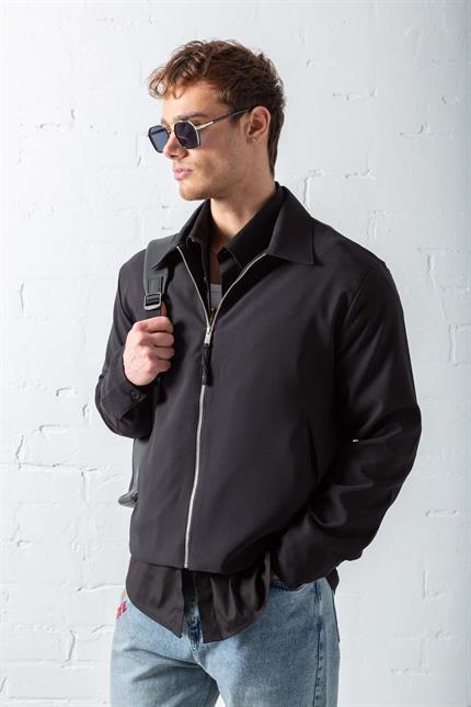 Erkek Boxy Fit Rahat Ceket Siyah