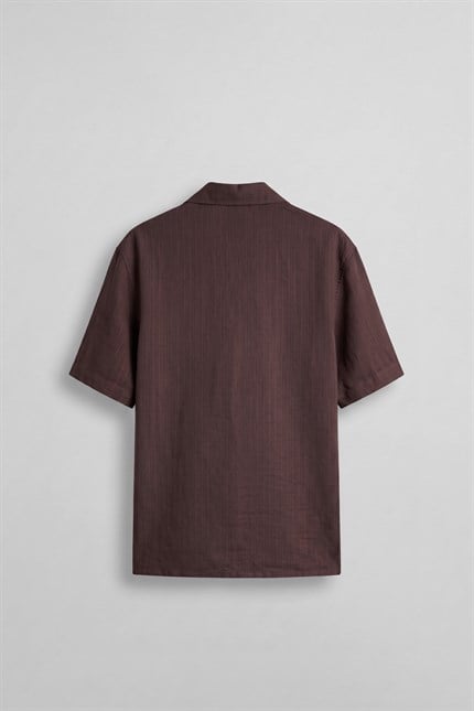 Erkek Boxy Fit Tencel Kumaş Kimono Gömlek Bordo