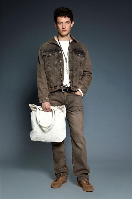 Erkek Boxy Fit Yıkamalı Denim Ceket Kahverengi