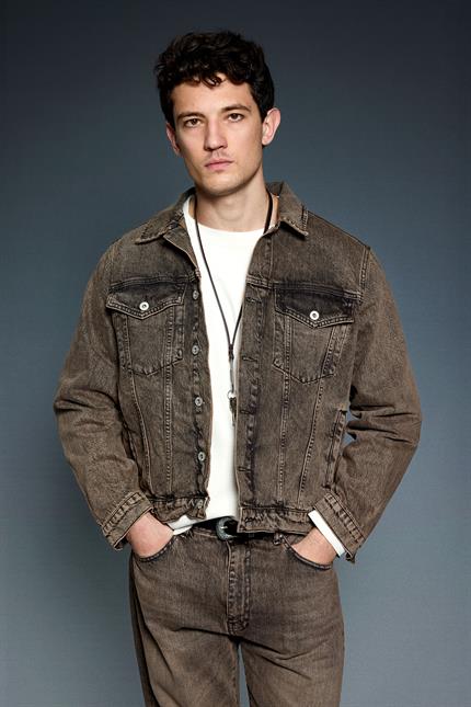 Erkek Boxy Fit Yıkamalı Denim Ceket Kahverengi