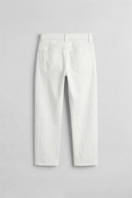 Erkek Boyfriend %100 Pamuk Jean Pantolon Beyaz
