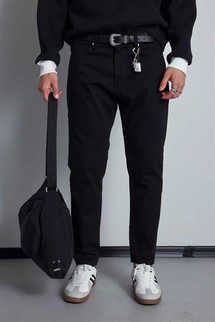 Erkek Boyfriend %100 Pamuk Jean Pantolon Siyah