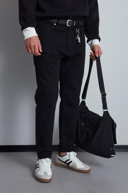 Erkek Boyfriend %100 Pamuk Jean Pantolon Siyah