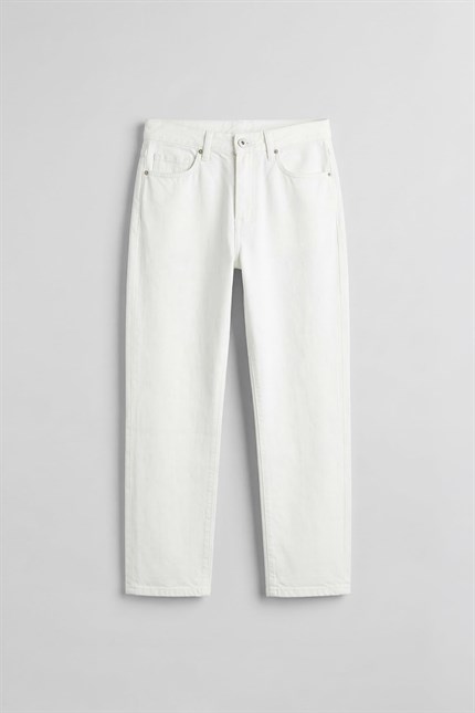 Erkek Boyfriend %100 Pamuk Jean Pantolon Beyaz