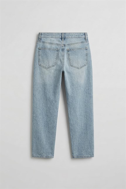 Erkek Boyfriend Basic Pamuklu Jean Pantolon Açık Mavi