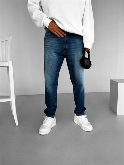 Erkek Boyfriend Fit %100 Pamuk Jean Pantolon Mavi