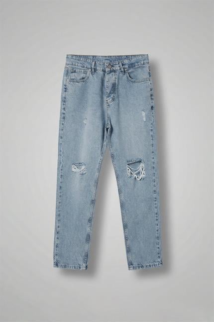 Erkek Boyfriend Fit Distressed Jean Mavi