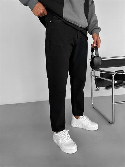 Erkek Boyfriend Fit Pamuklu Basic Jean Pantolon Siyah