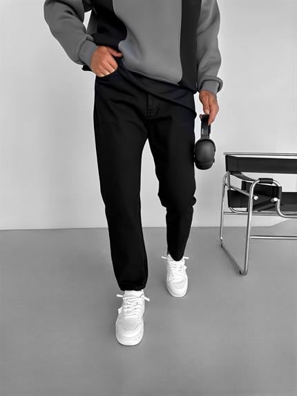 Erkek Boyfriend Fit Pamuklu Basic Jean Pantolon Siyah