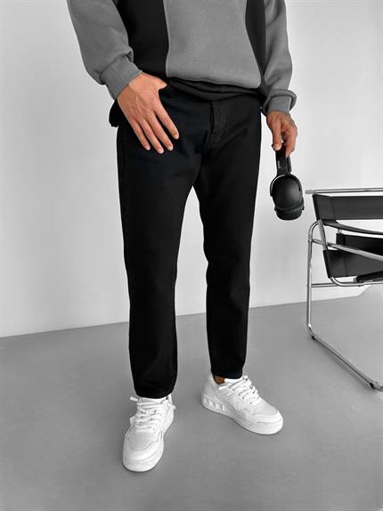 Erkek Boyfriend Fit Pamuklu Basic Jean Pantolon Siyah