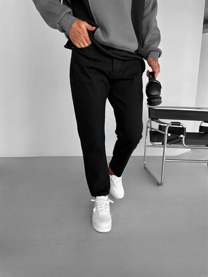 Erkek Boyfriend Fit Pamuklu Basic Jean Pantolon Siyah
