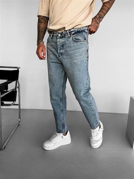 Erkek Boyfriend Fit Yıkamalı Jean Mavi