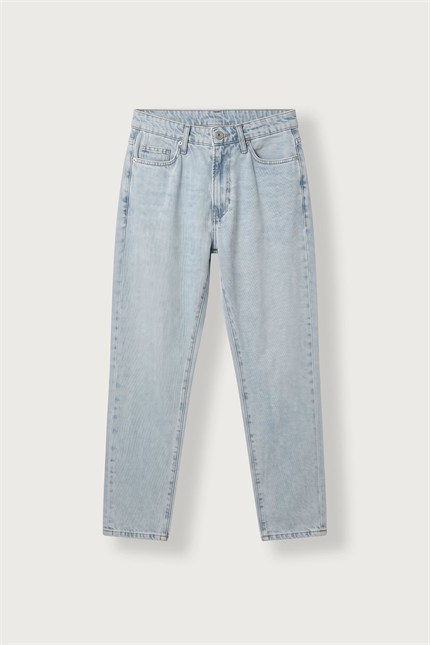 Erkek Boyfriend Fit Yıkamalı Jean Pantolon Buz Mavi