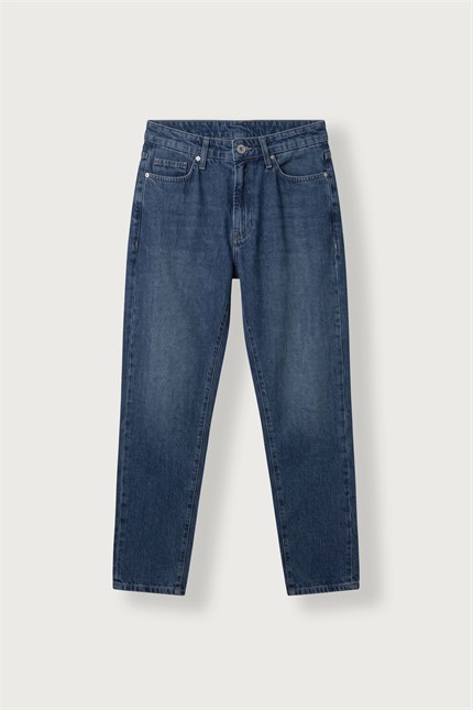 Erkek Boyfriend Fit Yıkamalı Jean Pantolon Lacivert