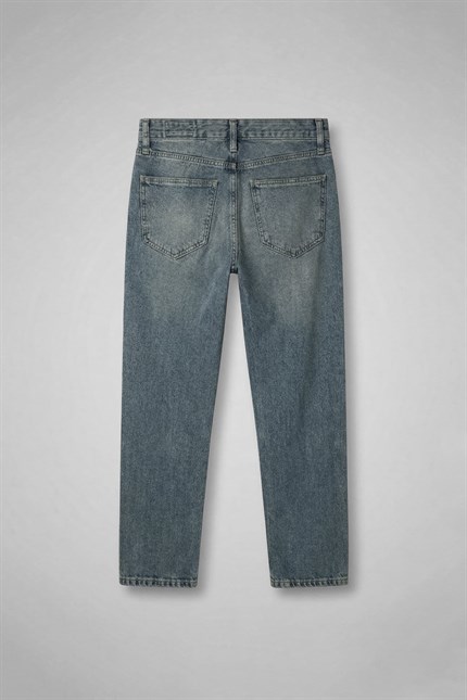 Erkek Boyfriend Yıkamalı Jean Pantolon Soluk Mavi