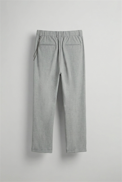 Erkek Boyfriend Zincirli Kumaş Pantolon Açık Gri