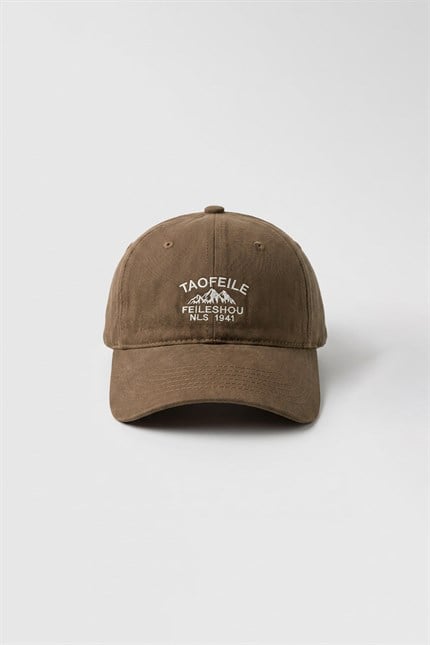 Erkek Casual Minimal Nakışlı Şapka Kahverengi