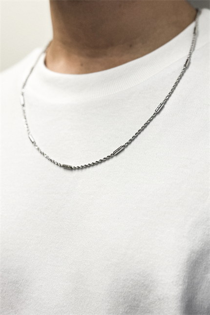 Erkek Çelik Sarma Kolye Gümüş